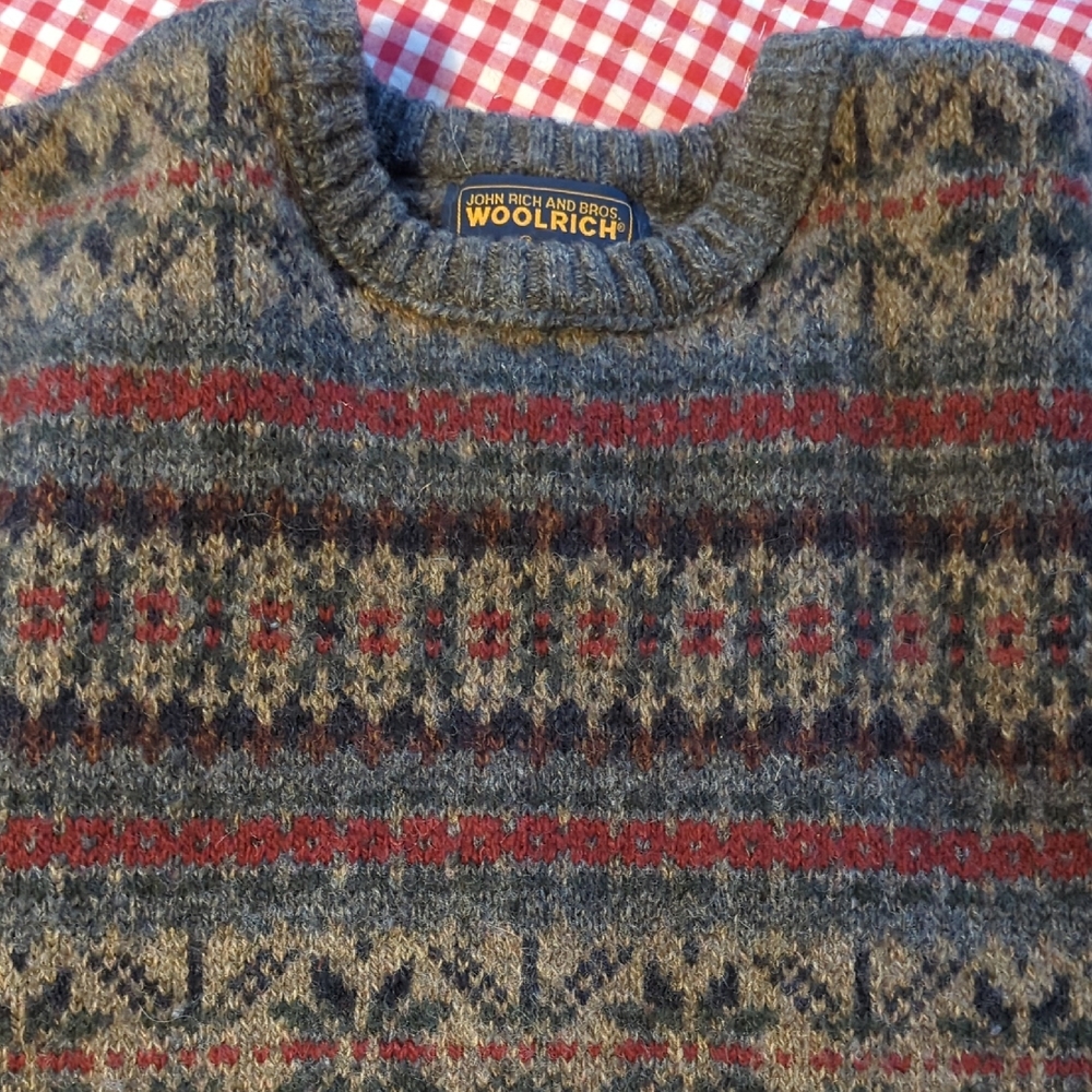 Woolrich Men's Multicolor Patterned Crewneck Sweater